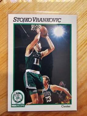 Stojko Vrankovic 1991-1992 NBA Hoops #341 - Rookie - Boston Celtics - Larry Bird